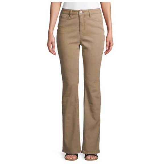 Time and Tru Denim - Women's Core Denim Khaki High Rise Bootcut Jeans Stretch Tan Pants Time & Tru